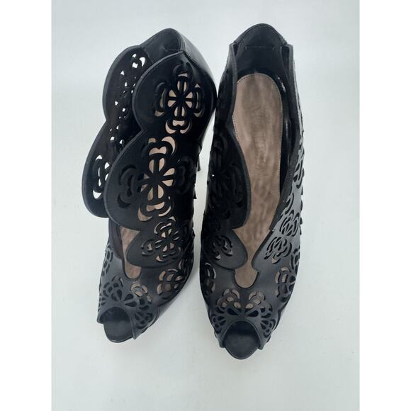 Alexander McQueen Black Laser-Cut Stiletto Ankle Boots Size 41 us10 (shoe100thri - Picture 3 of 8